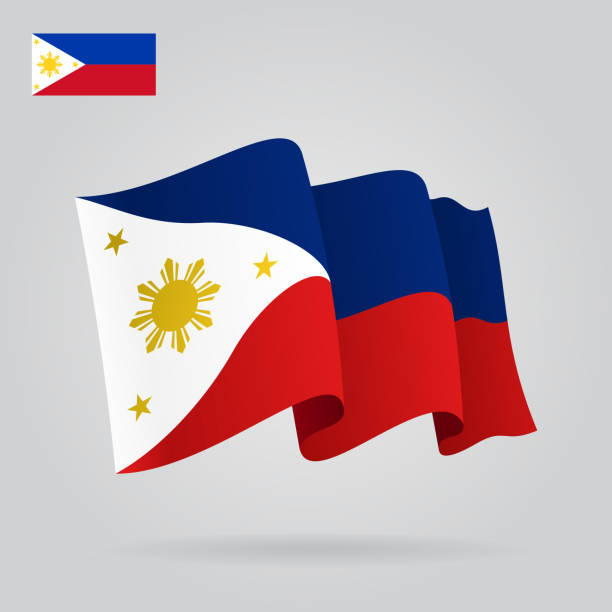 filipiny macha flagą. ilustracja wektorowa. - philippines flag vector illustration and painting stock illustrations