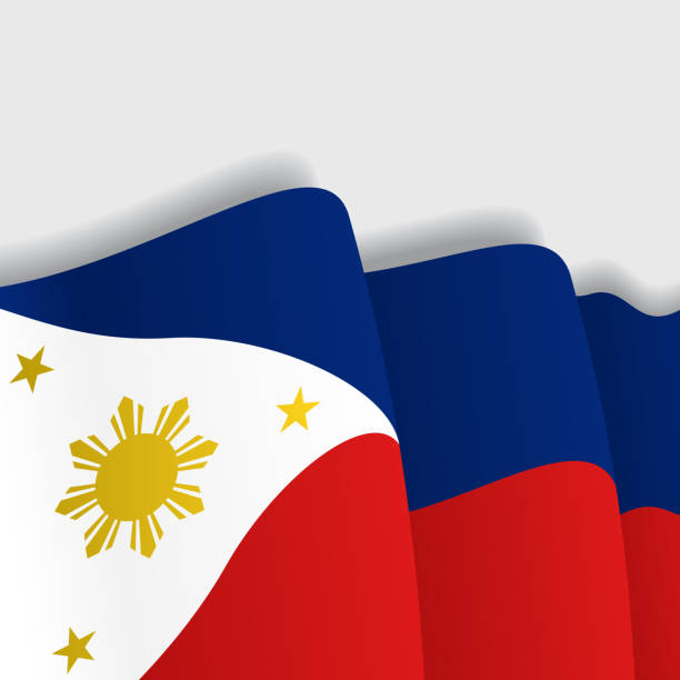 filipiny macha flagą. ilustracja wektorowa. - philippines flag vector illustration and painting stock illustrations