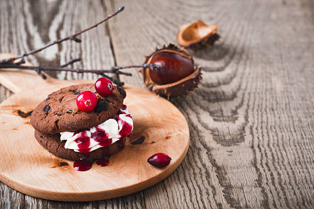 istock Vampire chocolate chip cookie sandwiches, Halloween dessert 613658320