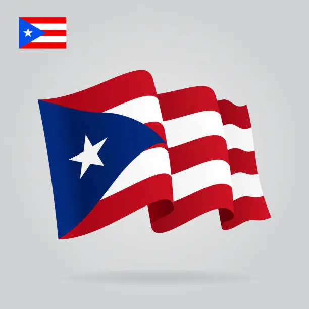 Vector illustration of Puerto Rican waving Flag. Vector illustration.
