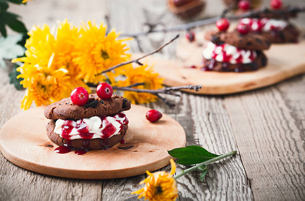 istock Vampire chocolate chip cookie sandwiches, Halloween dessert 613658392