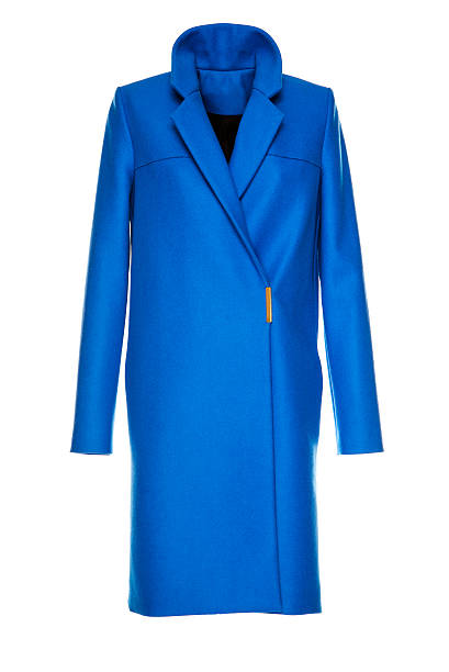 istock Female blue coat on a white background 613660080