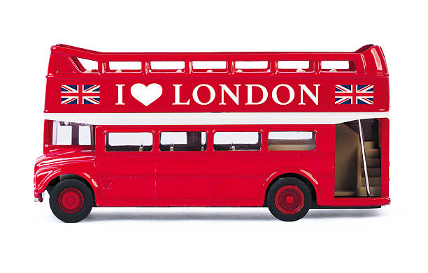 London bus London bus toy isolated on white background London Memorabilia stock pictures, royalty-free photos & images