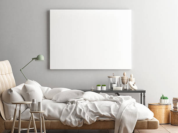 istock Mock up poster, hipster bedroom 613662396