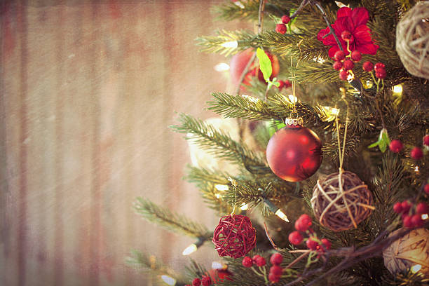 istock Christmas Tree, Natural Environmentally Friendly Eco Ornaments, Textured Wood 613662584