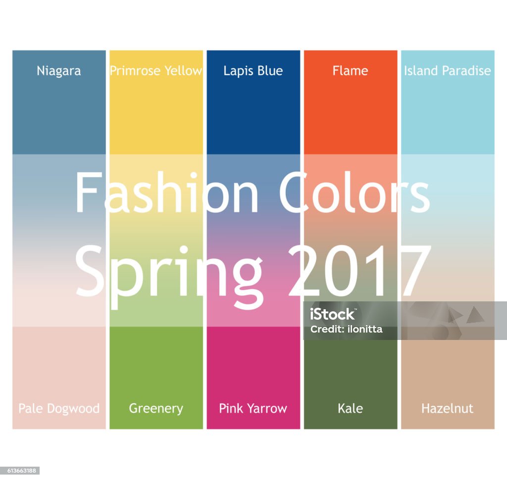 Verschwommene Mode-Infografik mit trendigen Farben des Frühlings 2017. - Lizenzfrei 2017 Vektorgrafik