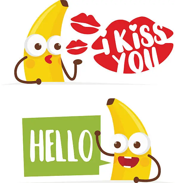 Vector illustration of Sticker, emblem and label banana.