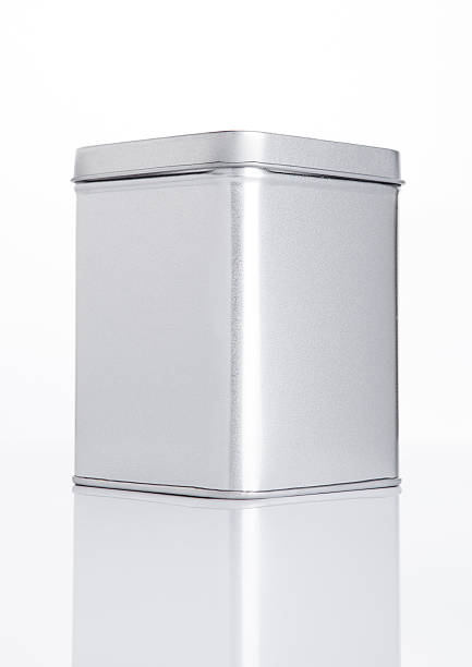 istock Emty tea steel container jar on white background 613665880