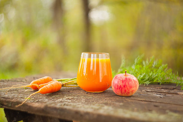 appetizing juice from carrots and apples