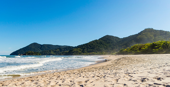 View of Prainha Branca - Guaruja, São Paulo, Brazil.