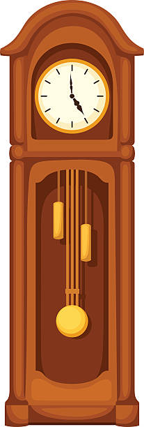 illustrazioni stock, clip art, cartoni animati e icone di tendenza di orologio nonno longcase isolato su bianco. illustrazione vettoriale. - white background brown wood old fashioned