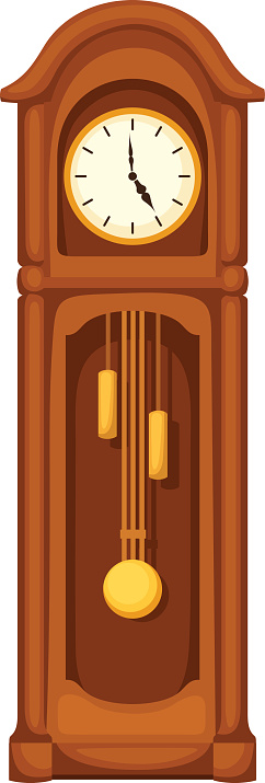 Vector vintage longcase grandfather clock isolated on a white background.
