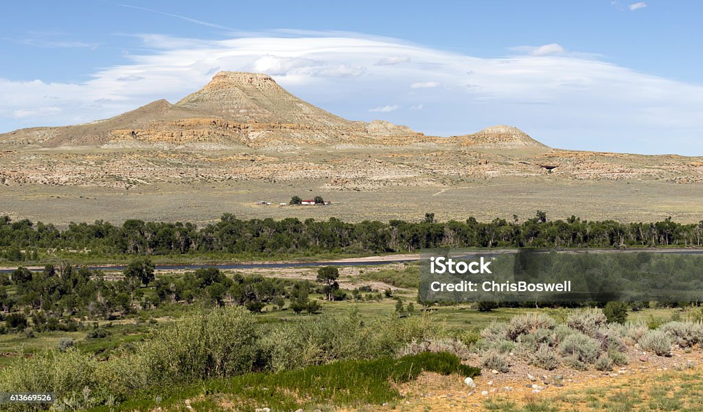 Table Mountain Wind River Dubouis Wyoing Clouds Pass Over Wind River and Native American Land Wyoming Native American Reservation Stock Photo