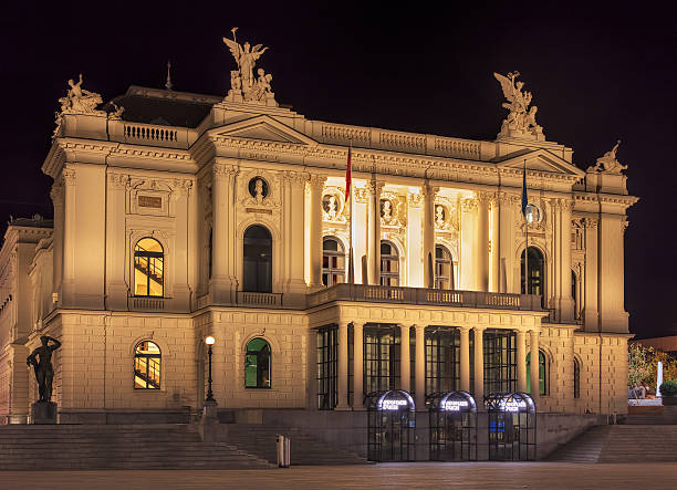 Zurich Opera House at night stock photo