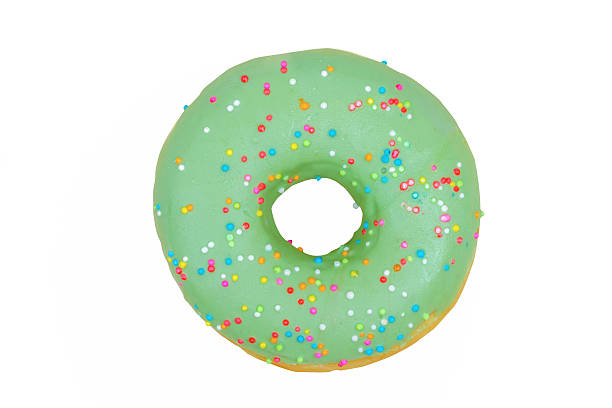 green donut on white background ,with clipping path stock photo