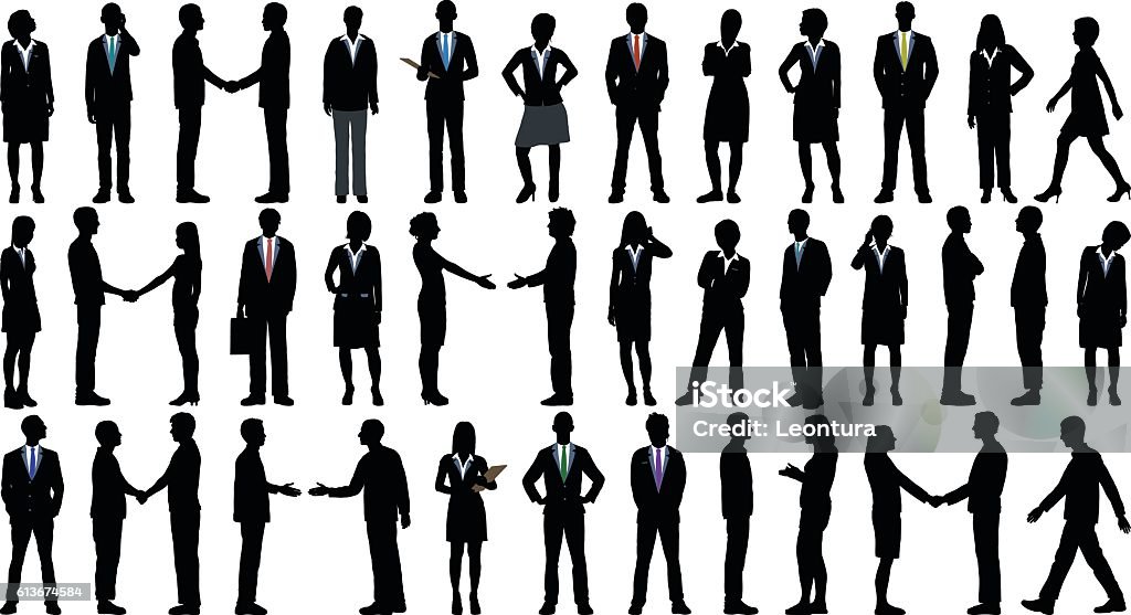 Highly Detailed Business People Business people to a high level of detail. In Silhouette stock vector