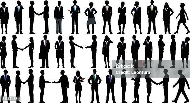 Highly Detailed Business People Stock Illustration - Download Image Now - In Silhouette, Characters, Business Person