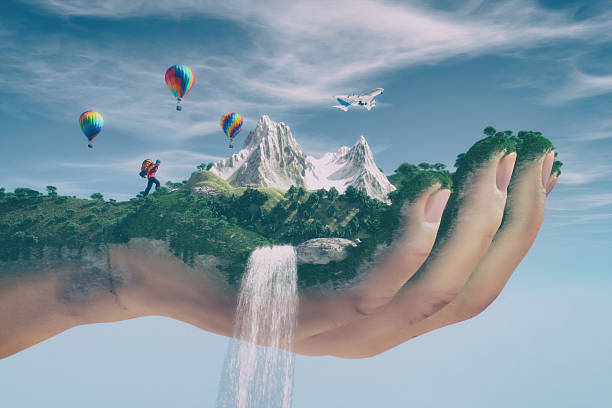 istock Conceptual image of a mountain landscape 613676600