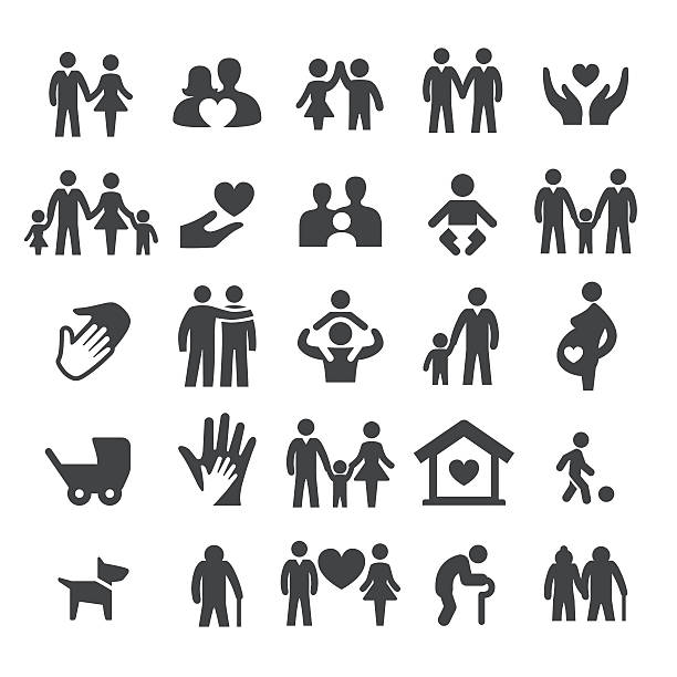 family relations icons - smart series - mother baby child symbol stock-grafiken, -clipart, -cartoons und -symbole