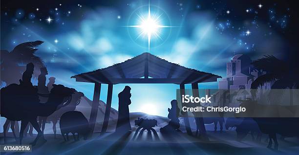 Nativity Scene Christmas Stock Illustration - Download Image Now - Nativity Scene, Christmas, Jesus Christ