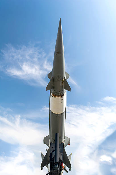 istock russian antiaircraft rocket against blue sky 613684380
