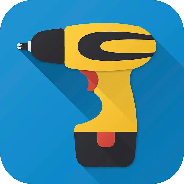 Vector illustration of Flat icon of toy electric screwdriver