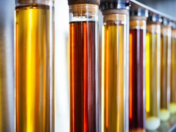 Ethanol oil test in Tube Fuel Biodiesel research Industry stock photo