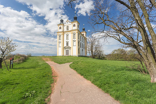 Moravsky Krumlov, Chapel of St. Florian. spring landscape. Southern Moravia, Czech Republic