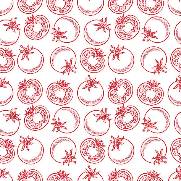 Vector illustration of pattern of sketch tomatoes