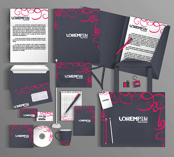 Corporate Identity. Set with  gray and pink design. vector art illustration