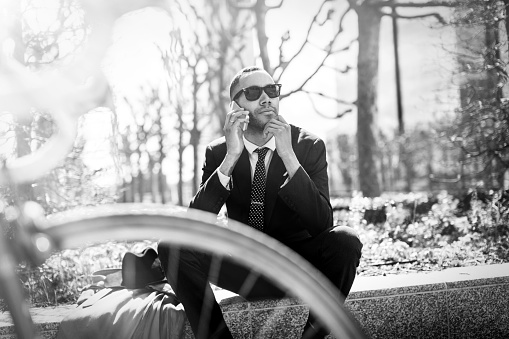 Black businessman in La Defense finance district, Paris