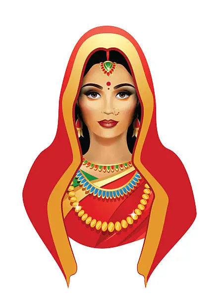 Vector illustration of Indian woman.