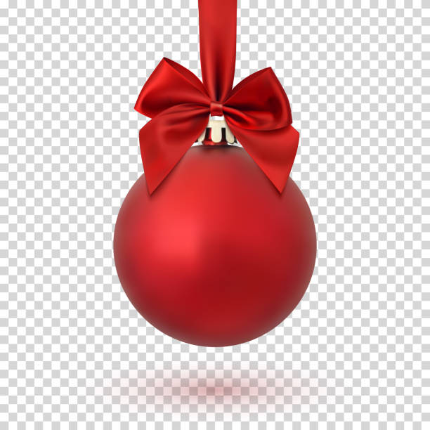 illustrations, cliparts, dessins animés et icônes de boule de noël rouge sur fond transparent. - christmas ornament christmas bow christmas decoration