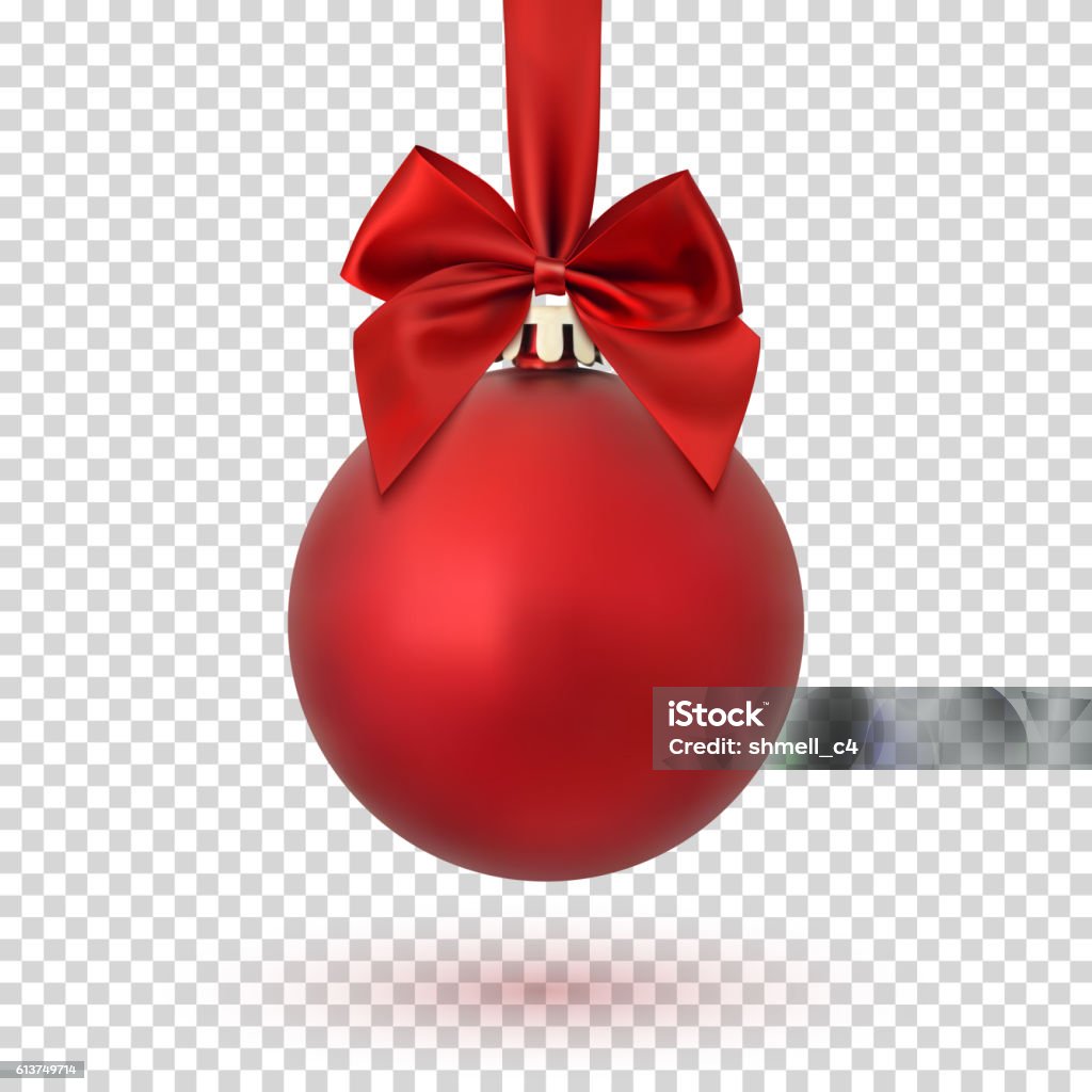 Bola de Natal vermelha em fundo transparente. - Vetor de Bola de Árvore de Natal royalty-free