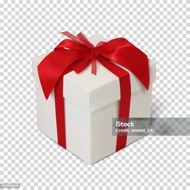 Gift Box With Red Ribbon And Bow Stock Illustration - Download Image Now - Gift, Wrapping Paper, Red