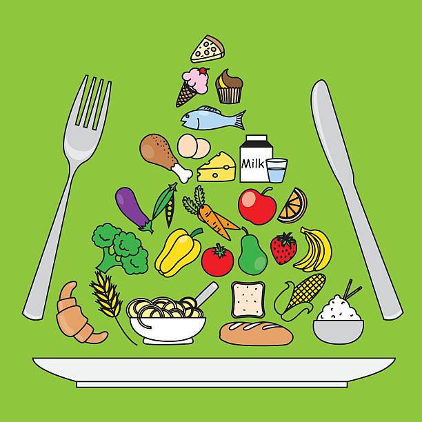 ilustraciones, imágenes clip art, dibujos animados e iconos de stock de pirámide de comida  - food pyramid food healthy eating spaghetti