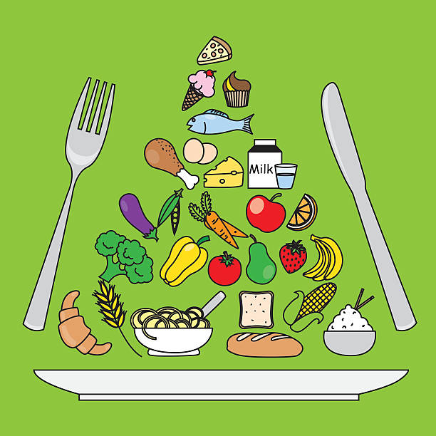 食品ピラミッド  - food pyramid food healthy eating spaghetti点のイラスト素材／クリップアート素材／マンガ素材／アイコン素材