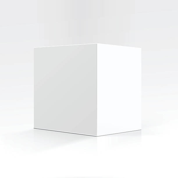 illustrazioni stock, clip art, cartoni animati e icone di tendenza di scatola di cartone quadrato bianco in prospettiva isolata - box white cube blank