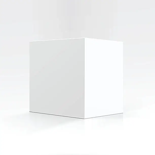 Vector illustration of White Square Carton box in Perspective Isolated