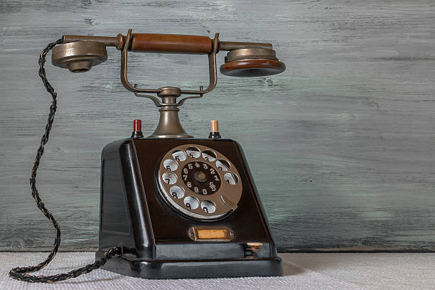 istock Old black telephone 613751422