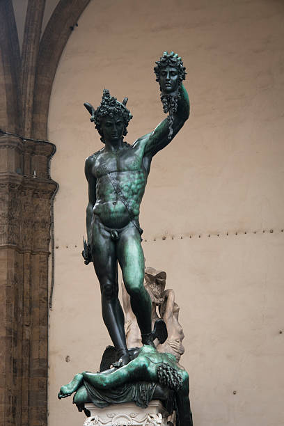 statues on the main square in florence, italy - cacus imagens e fotografias de stock