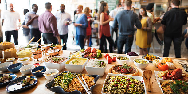 Buffet Dinner Dining Food Celebration Party Concept Buffet Dinner Dining Food Celebration Party Concept lunch stock pictures, royalty-free photos & images