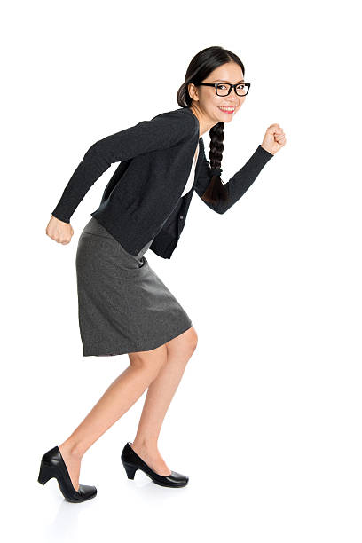 istock Fullbody young Asian female running 613756626
