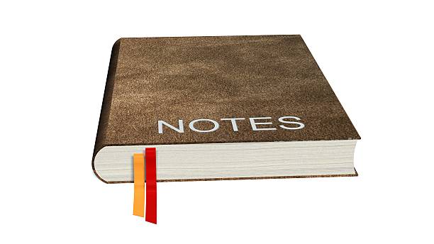 Brown book with the inscription notes isolated on white background