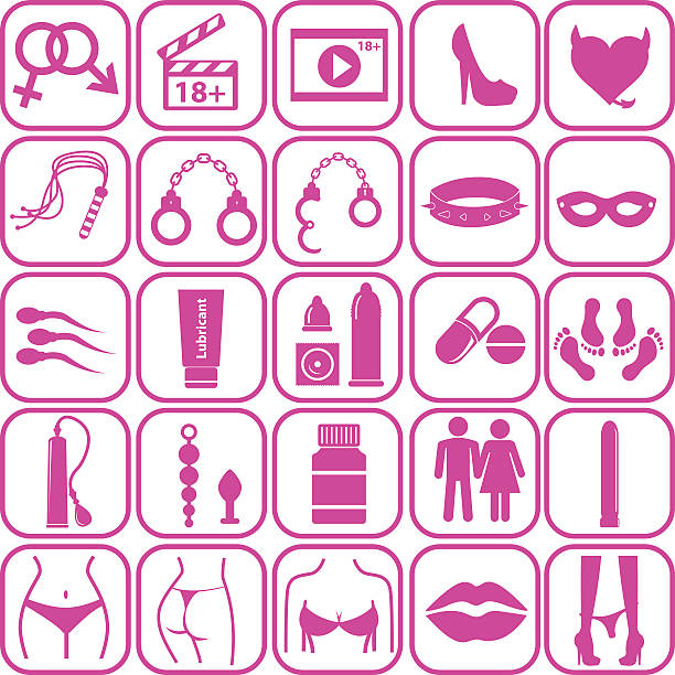 ilustraciones, imágenes clip art, dibujos animados e iconos de stock de conjunto de iconos de sexo, símbolo xxx  - pornography sex video xxx
