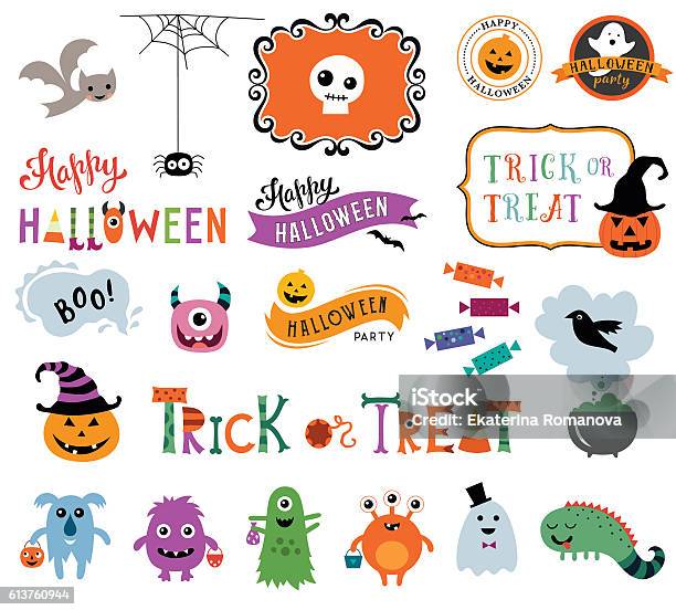 Happy Halloween Collection Stock Illustration - Download Image Now - Halloween, Child, Cute