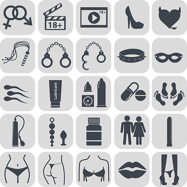 ilustraciones, imágenes clip art, dibujos animados e iconos de stock de conjunto de iconos de sexo, símbolo xxx  - pornography sex video xxx