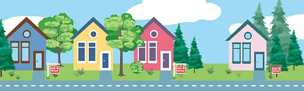 Vector illustration of Properties for Sale Real Horizontal Banner