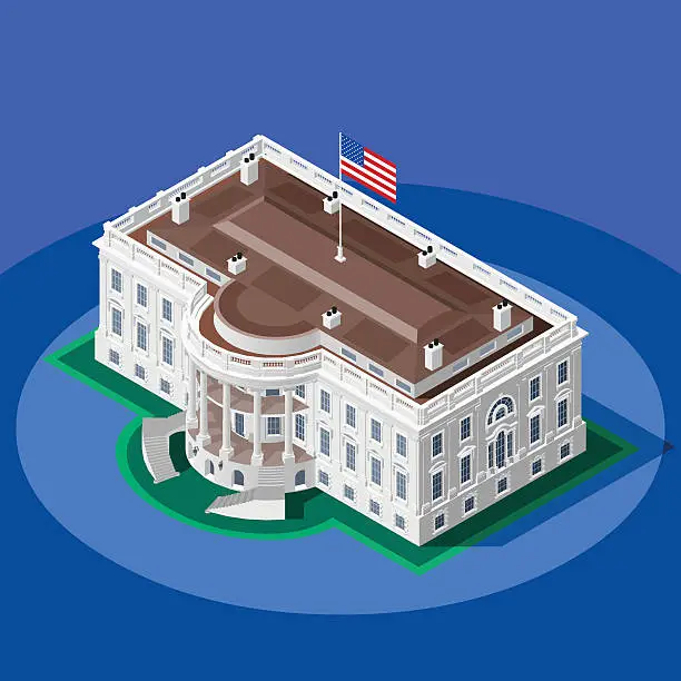 Vector illustration of Election Infographic White House Vector Isometric Building