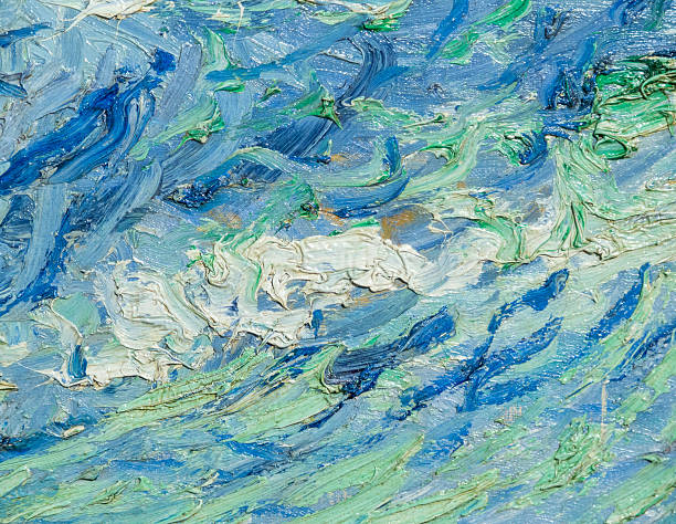 istock Background image of bright oil-paint palette 613764536